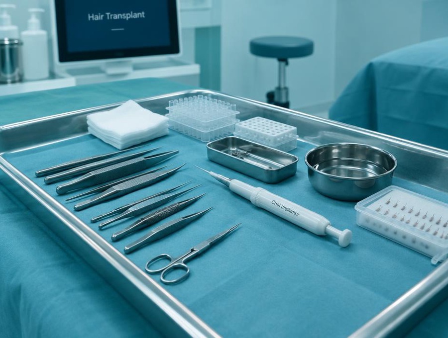 FUE hair transplant procedure Hair transplant instruments and implanter pens